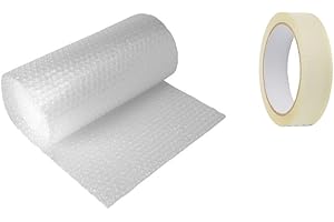 BBL BADA BUSINESS LIMITED Bubble Wrap Roll With Small Bubbles For Secure Packaging, Moving House & Mailing With Free Clear Tape Roll (400 MM X 5 Meter)