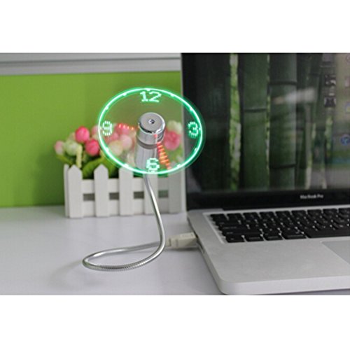 LEDMOMO USB-LED Lüfter-Uhr, Mobile USB-Powered tragbaren Ventilator, Mini USB Schwanenhals Fan für Laptop und PC - 2