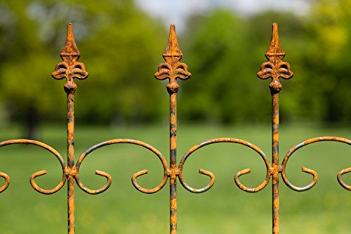 Nostalgischer Metallzaun / Beetzaun H: 91cm, Rost / Roheisen - 7