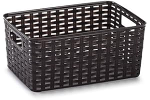 CABLEPELADO Cesta de Almacenamiento Organizador, Cesta de Almacenaje Multiuso, Caja Organizadora, Cesta de baño, 38 cm largo x 19 cm alto x 28 cm fondo, Capacidad 18 litros, Rattan, Wengue