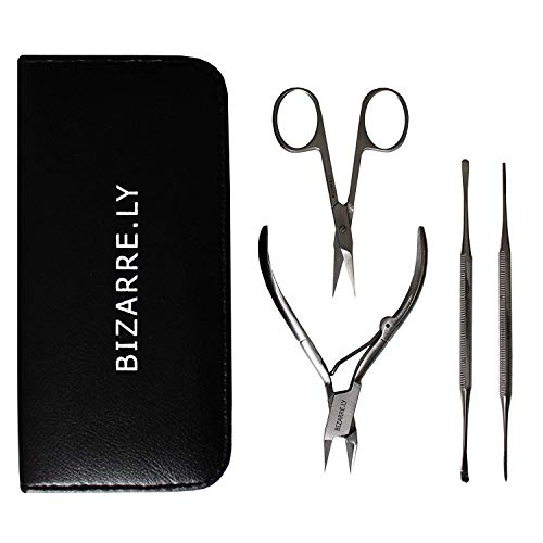 Kit Cortaúñas (4 Piezas) Uñas Encarnadas - Manicura Pedicura Acero Inoxidable Uñas Incrustadas Gruesas Set Viajes Incluye Cortaúñas, Tijeras de Cutículas, Lima, Levantador de Uña - con Estuche