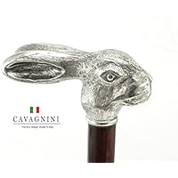 Spazierstock Holz Silber Zinn Griff schwarz elegant Hand gefertigt in unserem Labor Cavagnini solide und robuste Stick Modell Kaninchen Damen Orthopäde