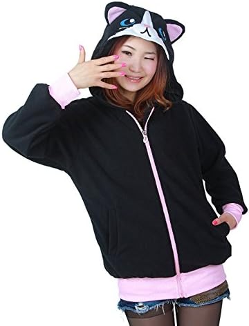 Wamvp Women's Hoodie Sweatshirts Pullover Kigurumi Costume Animal Cosplay Christmas -Black Cat L
