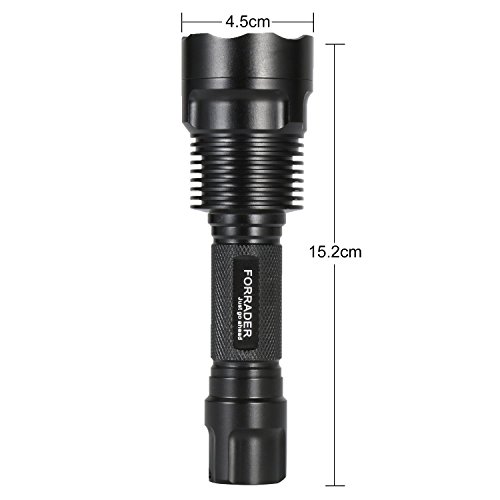 Forrader C12S CREE XP-l Hi V3 LED Super Luminoso Torcia LED, Impermeabile, 5 modalità di Luce, modalità Funzione Memoria, Batteria Potente Torcia LED Tattica, Flashlight Only, S