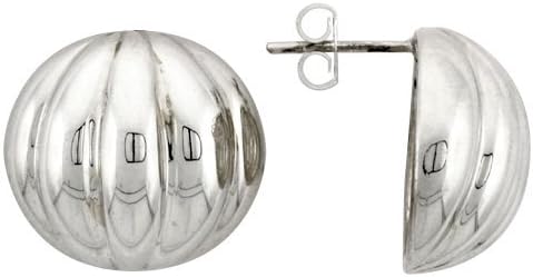 Sterling Silver Half Ball Post Earrings, 11/16" (17mm) tall