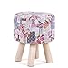 Produktbild Runde Unterstützung gepolsterter Hocker Ottoman Vierbeiner Stuhl Puff Abnehmbarer Leinenbezug Sitzhocker,C