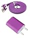 Produktbild Reido® Noodle (Lila) 2in1 Set Adapter + USB Datenkabel für Samsung Galaxy S7 S7edge I9300 Mini (Nudel-Flachkabel) Galaxy S3/S4/S5/S5S2 i9100 S4 S5 I9300 Galaxy S6 S6edge Samsung S6 S6 Edge S5mini Galaxy S3mini / S4mini / S5mini Galaxy I9505 Galaxy S4 I9300 I9100 I9500 I8190 Micro-USB Ladegerät Ladekabel Netzteil (kein Original) (2in1 Noodle Lila Adapter+Kabel)