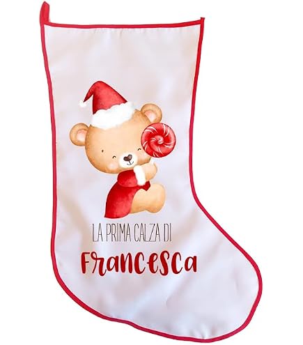 Calza Della Befana Personalizzata GIFART Con Foto E Testo - 50 Cm In Poliestere, Regalo Unico Per Bambini E Adulti