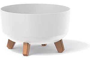 Prosperplast Macetero Color Blanco, con Patas Desmontables, Redondo, colección Gracia de 28,5 x 28,5 x 17,7 cm, Capacidad de 6,8 L.