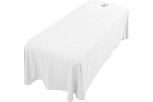 Massagestängöverdrag, massagelakan, 289 x 180 cm andningsbar bordskjol med ansiktshål, tvättbart återanvändbart skönhetsöverdrag, spa för salong, bordskjol