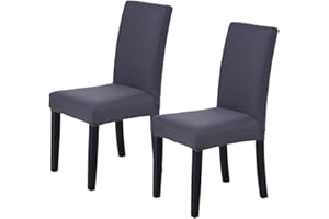 Veakii Coprisedie con schienale 2 pezzi universali, lavabile Estraibile, coprisedile, molto facile da pulire e resistente, moderna sala da pranzo, hotel, arredamento ristorante (2 Pezzi, Grigio)