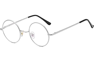 LHSDMOAT Small Round Clear Lens Lennon Style Hippie Glasses for Women Men Circle Metal Frame Halloween Non Prescription Eyeglasses