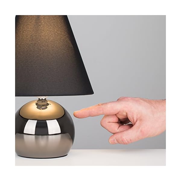 Modern Touch Dimmer Bedside Table Lamp with Cream Tapered Light Shade - Image 8