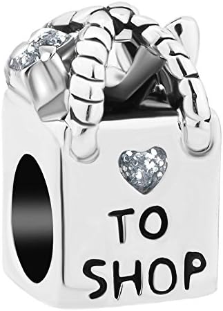 Uniqueen Love To Shop Bag Birthstone Charms Beads fit European Bracelet