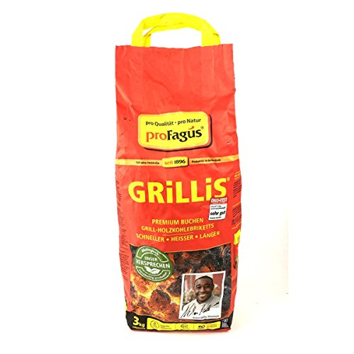 Preisvergleich Produktbild proFagus Grillis Grill Holzkohlebriketts Buchenholz Grillkohle Holzkohle 3 kg
