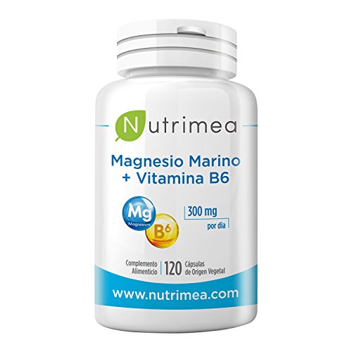 Magnesio Marino Vitamina B6 Complemento Alimenticio Cansancio Fatiga Energia Deportistas Alivio de Calambres Musculares Huesos Pelo Uñas Dosis 300mg Fabricado Francia Tratamiento 4 Meses