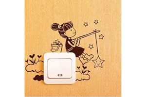 SUPER STICKER Vinilo decorativo pegatina pared, cristal, puerta - chica pescando estrella