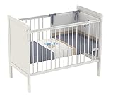 Polini Kids Babybett Gitterbett Beistellbett mit verstellbarem Gitter 120×60 Simple 220 in weiß ,3037-04 - 2