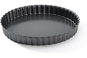 De Buyer - Moule à tarte cannelé rond à fond amovible en acier antiadhésif - Diamètre 20 cm -, Noir