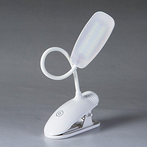 Aoxsen 18 LED Clip Desk Lamp, 8W Dimmable Portable Bedside Flexible Table Lamp, USB Rechargeable Charging Adjustable, 3-Level Brightness Dimmer, Touch-Sensitive Control, 7-10 Hours, Eye Care for Bedroom Reading Studying Night Light