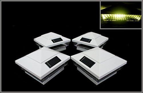 14-Pack Solar White Post Deck Fence Cap Lights for 4 X 4 Post With Warm White LEDs and Vertical-lined Clear Lens by Atlantic Solars