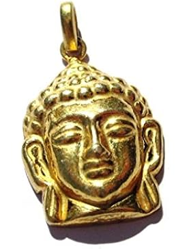 925 Sterling Silber - vergoldet - Anhänger Buddha - Kopf 22 x 36 mm mit Öse