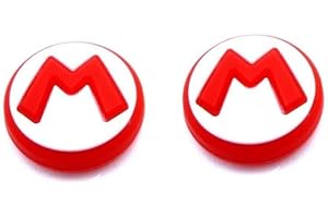 Pack of 2pc Mario M Thumb Grip Joystic Cap Cover Thumbstick Caps Thumb Grip For Nintendo Switch, Joy-con Controller - PARTS4U®