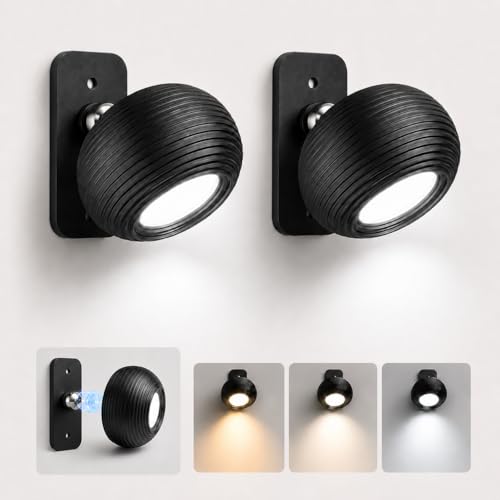 LuminexDesigns Cordless LED Wall Light with Detachable Magnetic Lamp Head, Rechargeable USB-C Wall Mounted Light with Touch Dimming for Bedroom, Living Room & Hallway-AURI CX02