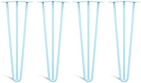 4 x Hairpin Table Legs – From 10cm To 71cm for Coffee Table, Table &amp; Desk, Stool, Cabinet, Bench – Black Matt,, White, Silver, Gold, Yellow, Orange, Blue, Mint Green &amp; Clear Coated, Unfinished Bare Steel, Mid-Century Vintage Industrial Style - Best Hairpin Legs in The UK
