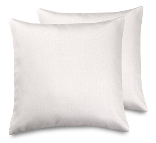 Leinen Optik Kissenhüllen 2 Stück, Kissen Classic 40x40, 50x50, 40x60 Farbe und Größe wählbar (50 x 50 cm Creme)