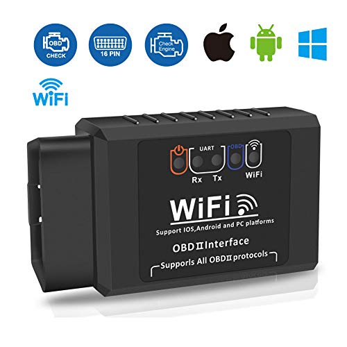 OBD2 Wifi Diagnóstico Coche OBDII Escáner Diagnosis Coche OBD2 Scanner Se Conecta a Través de WiFi Una Base de Datos más de 3000 Códigos Compatible con iOS, Android, Symbian, Windows