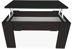 mattfy - Mesa de Centro para el Café/Té, Elevable, Mesita de Salón o Comedor, Color Wengue, Medidas: 90 cm (Ancho) x 50 cm (Fondo) x 46/57 cm (Alto)