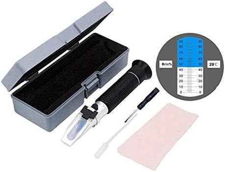 Refractometer, 0-90% Honey Moisture, Brix and Baume, Handheld Beverage Maple Syrup Molasses Moisture Tester