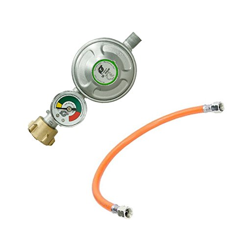 ECD Germany 50 mbar Druckminderer mit Manometer Gasdruckregler + 40 cm Mitteldruck-Propanschlauch Gasdruckschlauch Gasschlauch
