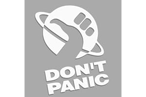 DECUS Don't Panic - Autostop przez Galaxis Hitchhiker's Guide L 0136 (biały matowy) // naklejka OEM JDM Style naklejka