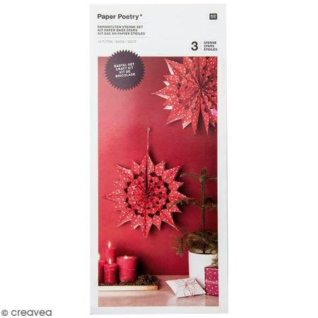 Preisvergleich Produktbild Papiertüten Sterne Set, Punkte, Rot