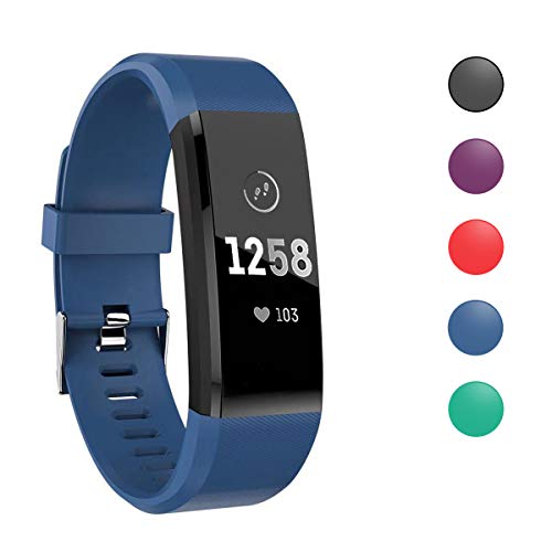 ATETION Fitness Tracker, Fitness Tracker Pedometer Watch with Slim Touch Screen and Wristbands, Wearable Activity Tracker as Step Counter Sleep Monitor for Women Men Kids (Blue)