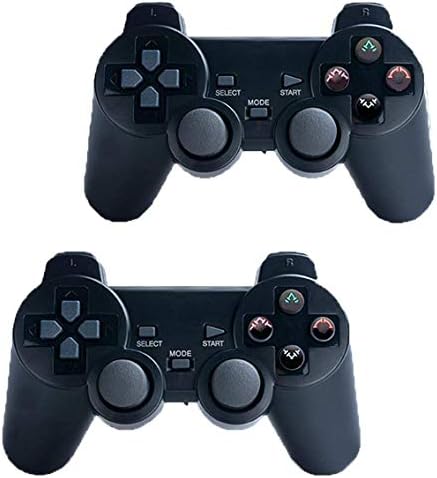 Gollec 2 Packs Wireless controller remote gamepad Joystick Compatible For PS2 playstation 2 Double Shock(Black and Black)