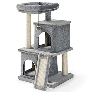Le sure Cat Tree Cat Tower for Large Indoor Cats - Multi-Level Pet Kitten Play House with Scratching Posts and Platform - Stable Cat Activity Tree, Cat Condos, Grey