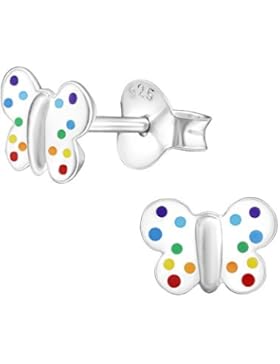 Laimons Kids Kinder-Ohrstecker Kinderschmuck Schmetterling Weiß, Bunt Sterling Silber 925