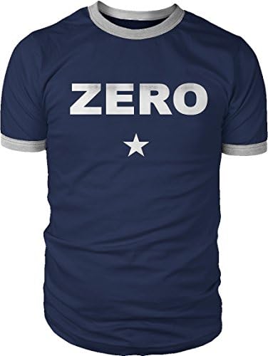 Mens Zero scott pilgrim Symbol ringer contrast T-shirt NEW S-XXL (Large, Navy Blue)