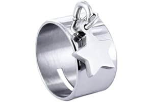 Emotional Bague pendentif Étoile Bague en acier inoxydable femme Classique & Chic [ Bague anneau large ]