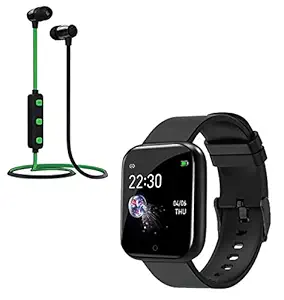 (BIG BILLION DEAL: 10 YEARS WARRANTY) Smart Watch for Xiaomi Mi 6 Plus Touch Men Women Fitness Tracker Blood Pressure Heart Rate Monitor for Girls & Boys with K1 Wireless Bluetooth Headset Hand-Free Calling, Sweatproof