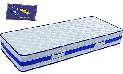 King of Dreams Lattex Blue Matelas 80x200 Mousse Poli Lattex Indéformable - Hauteur 29 cm - Soutien Très Ferme - Face Hiver avec Laine Merinos - Face été avec Lin - Orthopédique (80_x_200_cm)