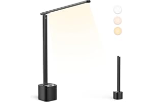 Hapfish Lampe de table rechargeable sans fil, Lampe de bureau en aluminium avec batterie de 5000mAh, Portable réglable et pliable, Lumiere pour travail chevet interieur exterieur (Noir)