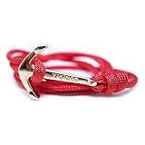 Cuerda sólido TED HMP Pulsera Ancla Vikings Oro Cuerda Rojo Hombre Mujer
