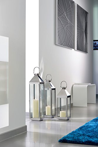 home + Laterne aus Edelstahl – Rostfrei, wetterfest – in verschiedenen Größen (spitz), Größe:Klein (45cm) - 5