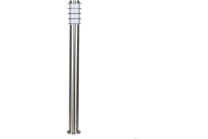 MiniSun | Modern Stainless Steel 1 Metre Tall Light Post | Post Lights, Home Décor & Improvement Essential | Includes 4W LED Bulb [3000K Warm White]