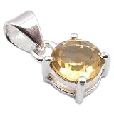 Peso 1,2 g. Colgante citrino en plata maciza 925 - tamaño de piedra 6 mm