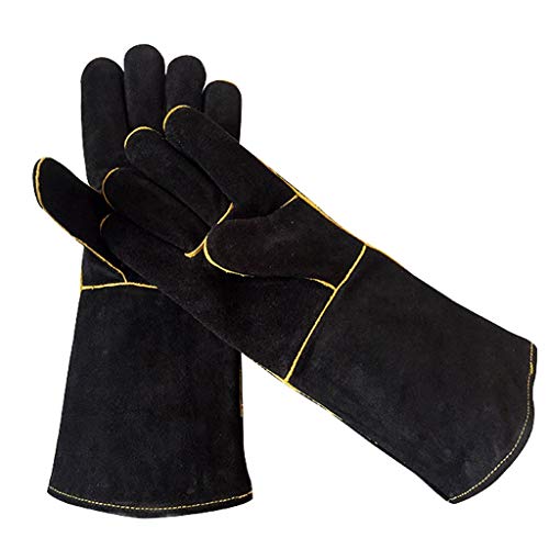 examen Zyj Soudure extérieure Gants en Cuir Ménage Barbecue Four à Micro-Ondes Isolation Anti-brûlure Assurance du Travail Gants de Travail